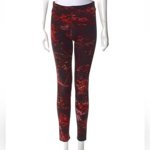 Helmut Lang Red and Black Abstract Leggings